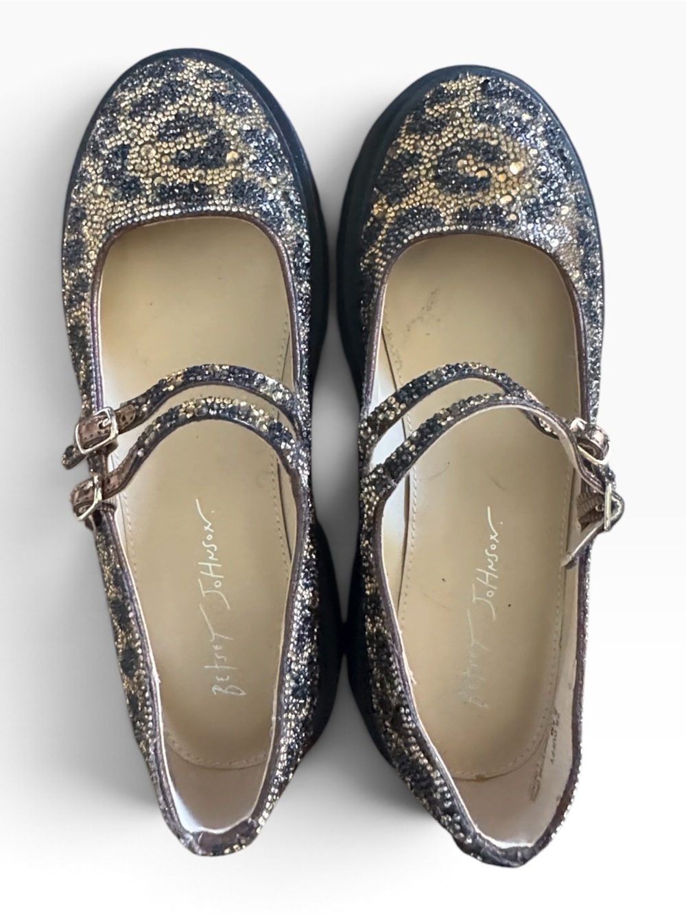 Betsey Johnson Duffy leopard-print rhinestone Mary Jane shoes - Picture 4 of 8